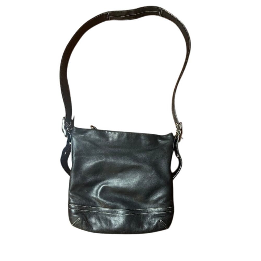 COACH 1415 Vintage Y2K Legacy Slim Hobo Black Leather Shoulder Bag Zip Tassel - Picture 4 of 11